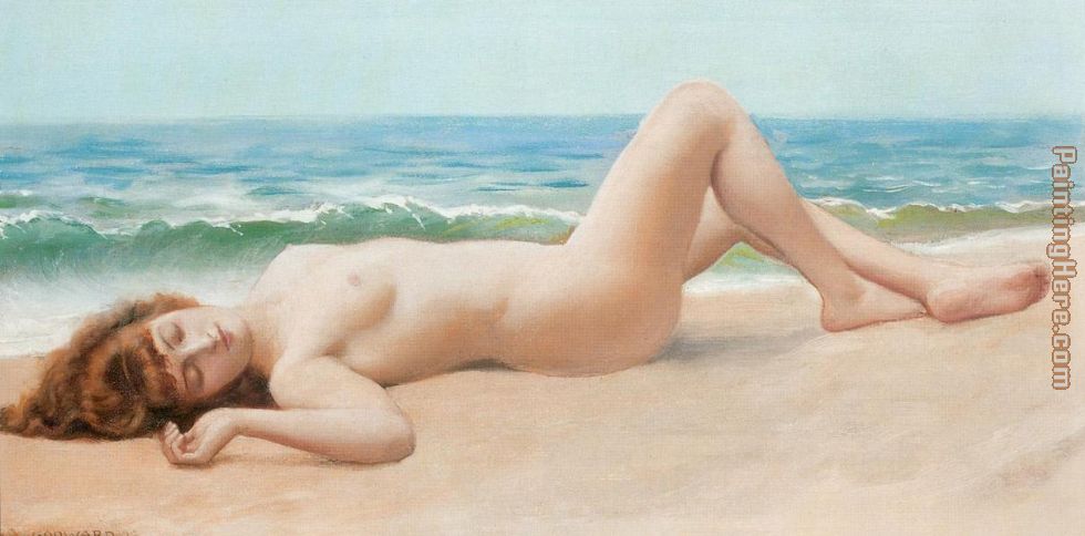 Nu Sur La Plage painting - John William Godward Nu Sur La Plage art painting